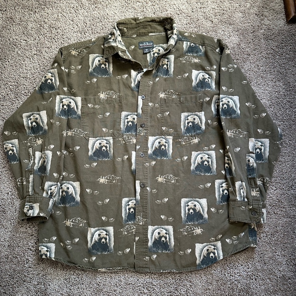 Men's Green Bear Print Shirt